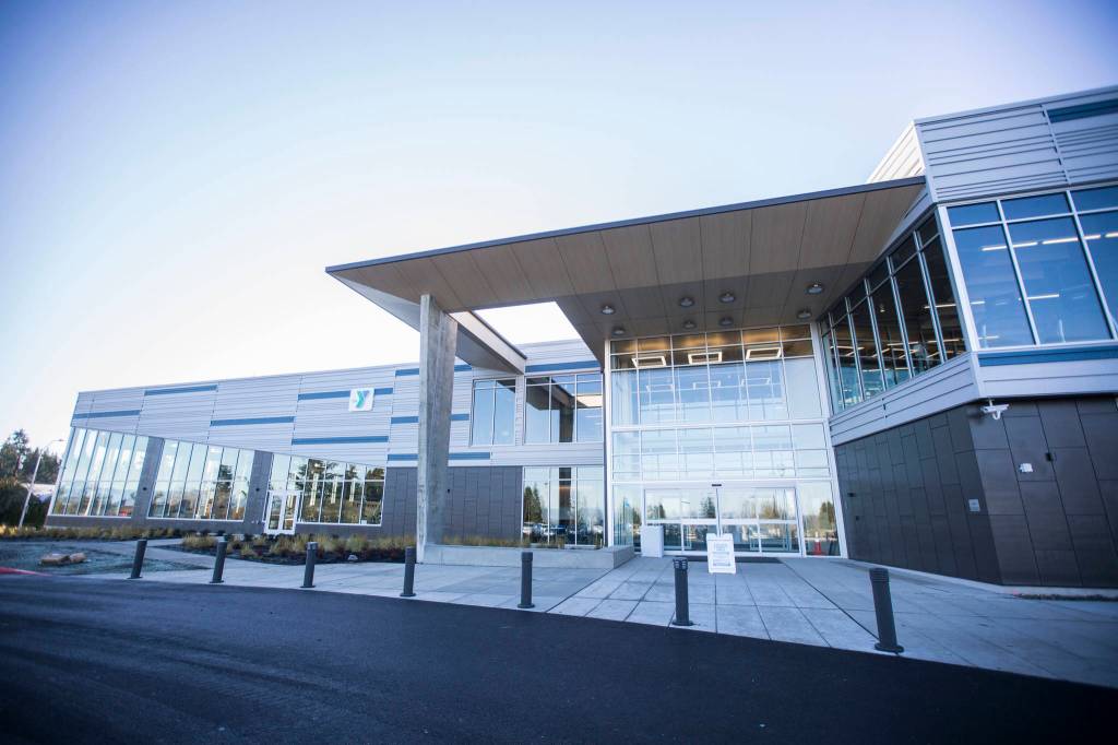 The main entrance of the new Everett YMCA (Olivia Vanni / The Herald)