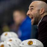 Saskatoon Blades head coach Mitch Love looks on as his team takes on the Moose Jaw Warriors during first period WHL playoff action at SaskTel Centre in Saskatoon on March 22, 2019. (Saskatoon StarPhoenix/Liam Richards)