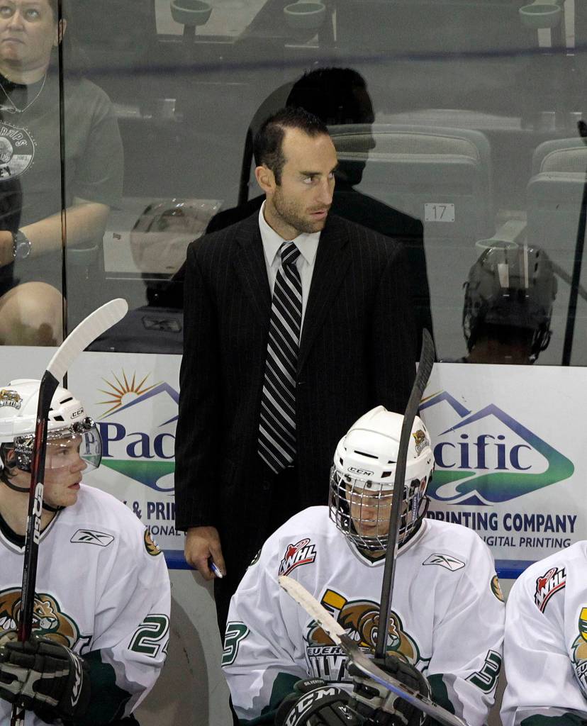 Assistant/strength and conditioning coach Mitch Love at home in a pre-season game against the Thunderbirds in 2011. (Jennifer Buchanan / Herald file)