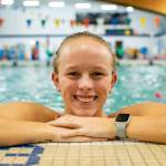 Shorecrest senior Paige Moss after an October 16 practice at Shoreline Pool. (Katie Webber / The Herald)