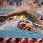 Shorewoods Grace Lindberg finishes second with 1:51.51 Saturday evening during the 3A Girls Swim & Dive Championship at King County Aquatics Center in Federal Way on November 16, 2019. (Kevin Clark / The Herald)