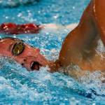 Kamiaks Elli Straume competes is the 500 yard freestyle against Jackson Thursday afternoon at West Coast Aquatics in Mill Creek on October 24, 2019. (Kevin Clark / The Herald)