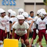 Junior Miles Fabre waits for a defense drill to start at Cascade High School on Wednesday, Aug. 21. (Katie Webber / The Herald)