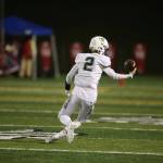 Shorecrests Desmond Fox bibles the ball but hauls in the pass as Shorecrest beat Snohomish 36-35 at Veterans Stadium at Snohomish High School on Friday, Oct. 4, 2019 in Snohomish, Wash. (Andy Bronson / The Herald)
