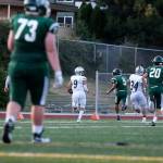 Glacier Peaks Ryan Kinney (9) runs a blocked field goal attempt in for a 70 yard touchdown as Glacier Peak beat Edmonds-Woodway 35-14 at Edmonds Stadium on Friday, Sept. 6, 2019 in Edmonds, Wash. (Andy Bronson / The Herald)