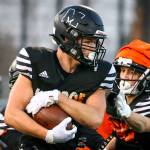 Blake Rybar of Monroe is a first-team All-Wesco selection as both a running back and a linebacker. (Kevin Clark / The Herald)