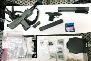 Search for stolen garden cart ends with stash of guns, drugs