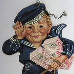 Poster shows an early version of the Cracker Jack sailor boy