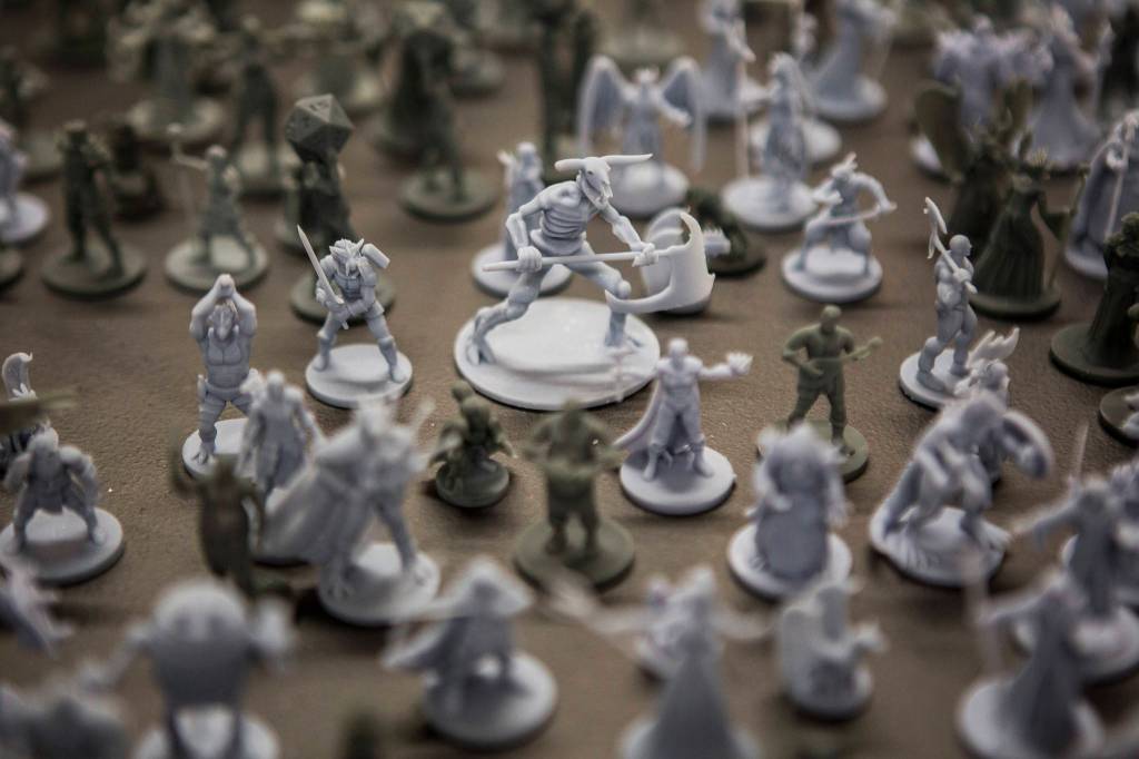 Small figurines sit on a table at the 3D Printing Northwest booth at Oddmall: Emporium of the Weird on Nov. 9 in Monroe. (Olivia Vanni / The Herald)                                 Small figurines sit on a table at the 3D Printing Northwest booth at Oddmall: Emporium of the Weird in Monroe. (Olivia Vanni / The Herald)