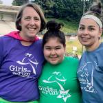 From left, Megan Wolfe, executive director of Girls on the Run of Snohomish County, with participant Marlen Mercado-Ayala, 12, and Marlens mother, Laura Mercado-Ayala. (Girls on the Run)