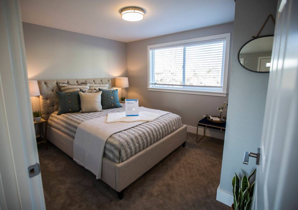 Inside a one-bedroom unit at the newly constructed Highridge Apartments in Everett. (Olivia Vanni / The Herald)