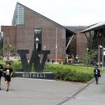 Students walk to classes at the UW Bothell campus on May 9 in Everett. (Andy Bronson / Herald file)