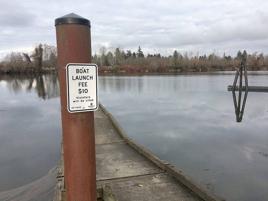 Rotary Parks boat ramp had 506 launches in 2019 as of early December. Its set for a $400,000 makeover, including new boarding floats, parking lot work and lighting. (Ben Watanabe / The Herald)