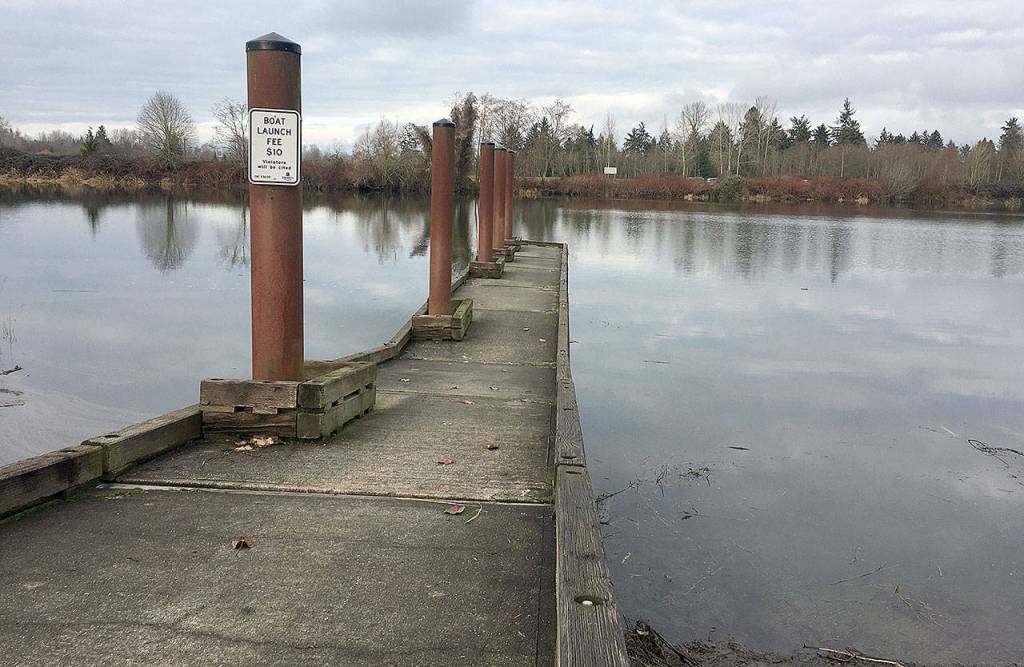 Originally built in 1990, Rotary Park along the Snohomish River in the Lowell neighborhood of Everett is set for renovations, including the aging boarding floats at the boat ramp. (Ben Watanabe / The Herald)