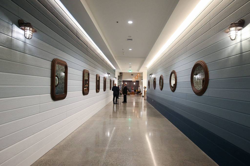 A nautical theme is visible throughout the new Hotel Indigo Everett. (Andy Bronson / The Herald)