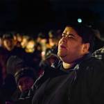 Phillip Sifuentes urges young people at the vigil for Tristen Pisani to ask for help when they need it. (Jesse Major / Peninsula Daily News)