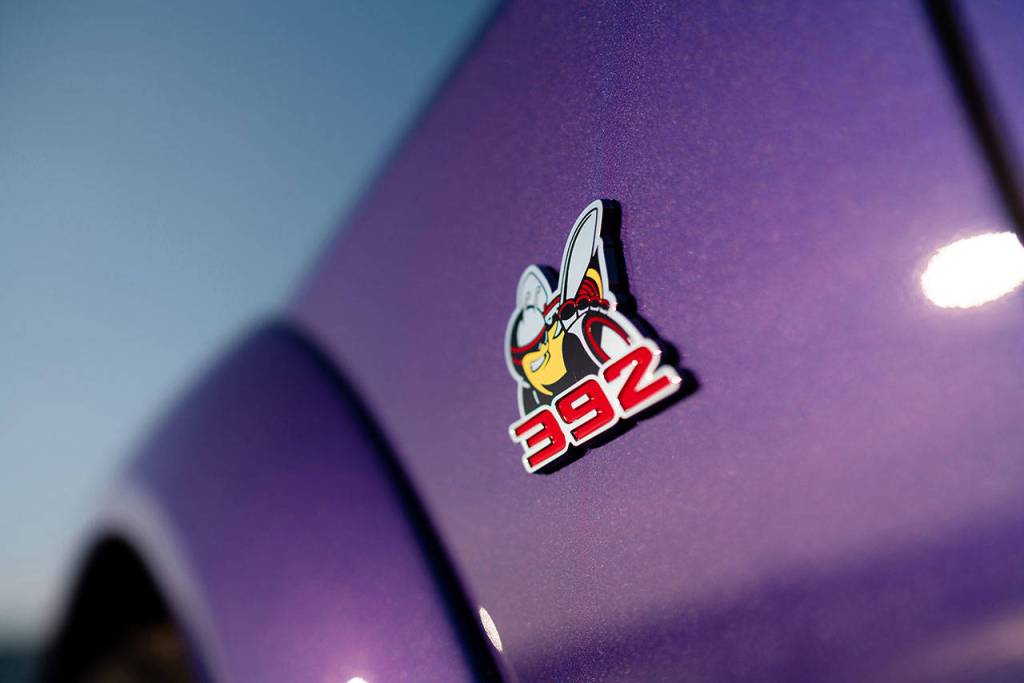 Exterior badging on the 2019 Dodge Challenger R/T Scat Pack includes new Scat Pack bee badges that face forward on both fenders. (Manufacturer photo)
