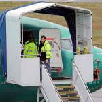 Workers enter a Boeing 737 Max airplane being built for Aeromexico on Wednesday at Renton Municipal Airport in Renton. (AP Photo/Ted S. Warren)