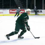 Jake Christiansen (#23) practices with the Silvertips, after a professional tryout with the American Hockey Leagues Stockton Heat, on Wednesday in Everett. (Andy Bronson / The Herald)