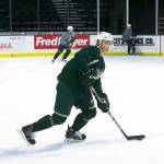 Jake Christiansen (#23) practices with the Silvertips, after a professional tryout with the American Hockey Leagues Stockton Heat, on Wednesday in Everett. (Andy Bronson / The Herald)