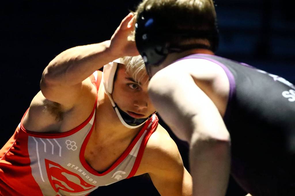 Lake Stevens defeated Stanwood won 49-24 Thursday evening at Lake Stevens High School on December 12, 2019. (Kevin Clark / The Herald)