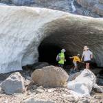 Hikers take in the sites of the Big Four Ice Caves in Granite Falls on July 12, 2018. (Kevin Clark / Herald file)
