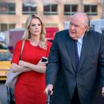 Charlize Theron plays Megyn Kelly and a fat makeup-swaddled John Lithgow is Roger Ailes in Bombshell. (Lionsgate)