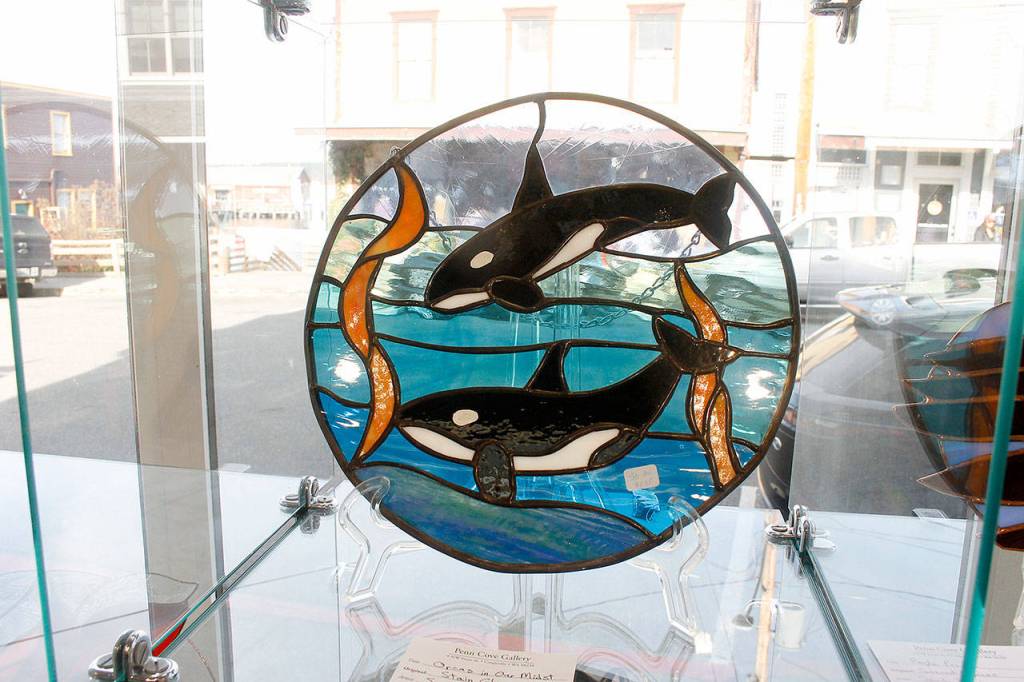 A stained glass piece at the Penn Cove Gallery. (Kira Erickson / Whidbey News-Times)