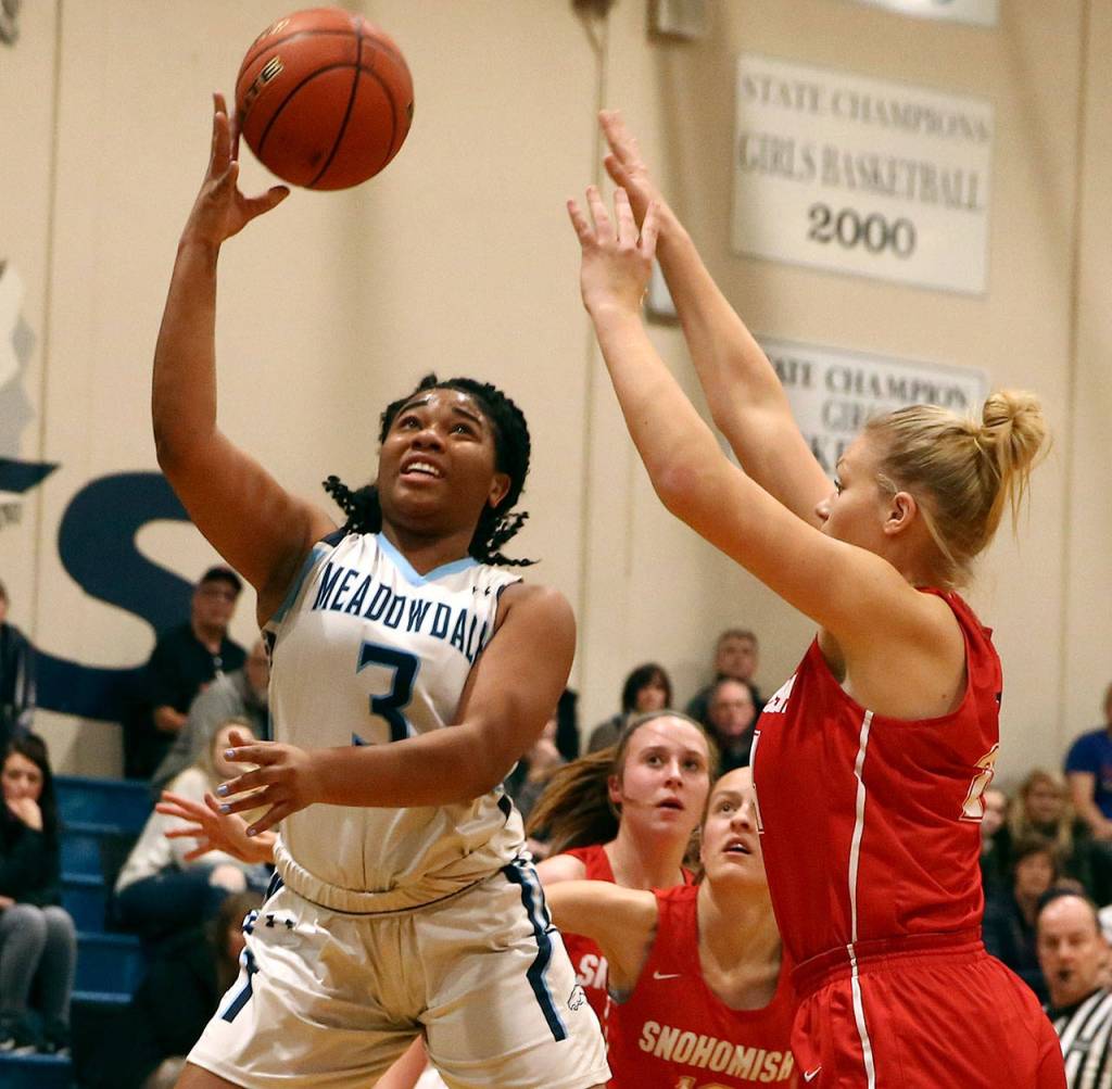 Alicia Morrison scored 14 points for Meadowdale. (Kevin Clark / The Herald)