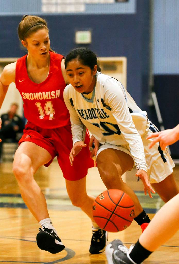 Meadwodale beat Snohomish 47-41 Tuesday evening at Meadowdale High School in Lynnwood. (Kevin Clark / The Herald)