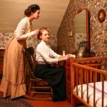 Autumn Adams (left) and Emerald Adams reenact a historic scene at the Grimm House in Lake Stevens on Oct. 2. (Kevin Clark / The Herald)