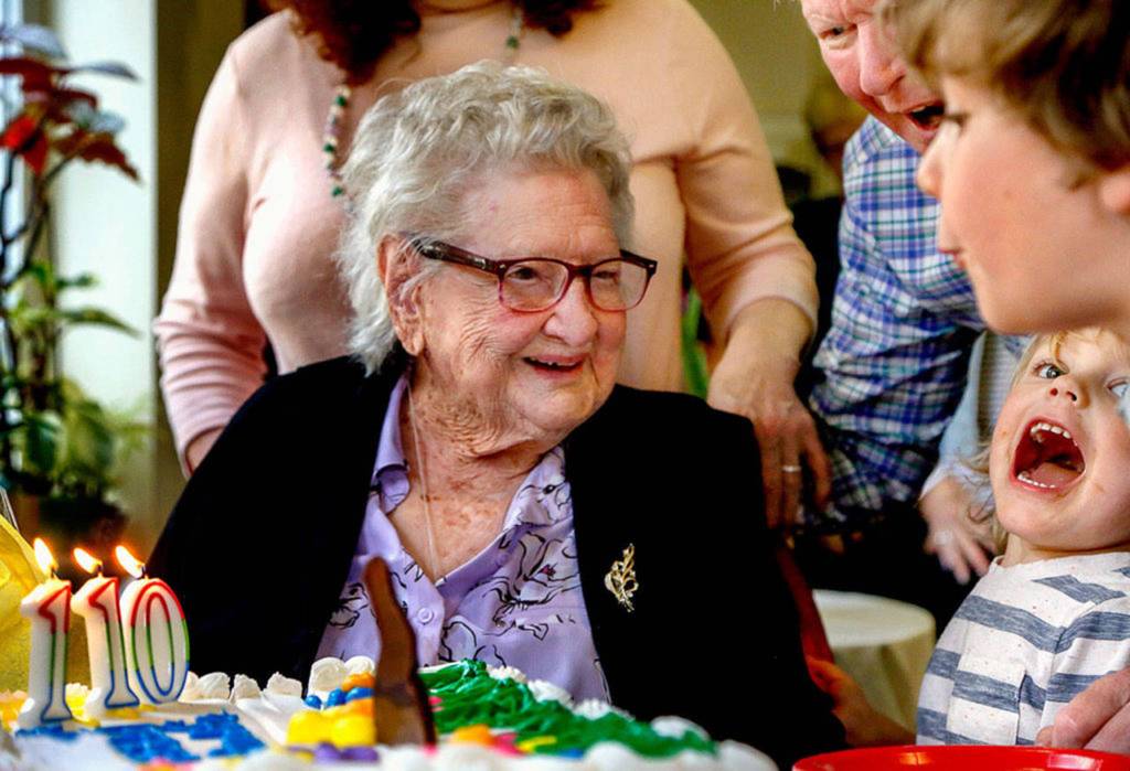 Everetts LaVerne Bunney, who celebrated her 110th birthday with her family in April, died Sept. 16. (Dan Bates / The Herald)