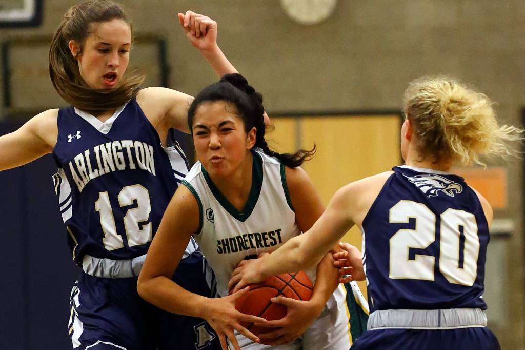 Shorecrest defeated Arlington, 58-43, Friday night at Shorecrest High in Shoreline on December 20, 2019. (Kevin Clark / The Herald)