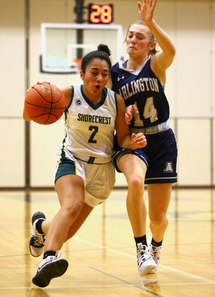 Shorecrest defeated Arlington, 58-43, Friday night at Shorecrest High in Shoreline on December 20, 2019. (Kevin Clark / The Herald)