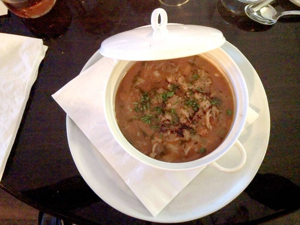 The cassoulet is a quintessentially French dish of smoked duck breast, white beans, prosciutto, pork shoulder, chicken legs, smoked pork shank and mirepoix braised in cabernet and beef stock, all baked in a Dutch oven. (Sara Bruestle / The Herald)