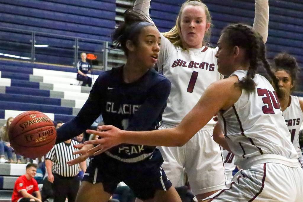 Glacier Peak fell to Mt. Spokane, 58-55, Friday evening at Glacier Peak High School in Snohomish on December 27, 2019. (Kevin Clark / The Herald)
