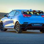 With its low wide stance, multiple vents, and large rear wing, the 2020 Hyundai Veloster N exhibits its high-performance spirit. (Manufacturer photo)