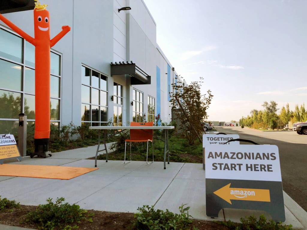 The 100,000-square-foot Amazon fulfillment/delivery center at the Port of Everetts Riverside Business Park is expected to hire hundreds of workers. (Janice Podsada / The Herald)