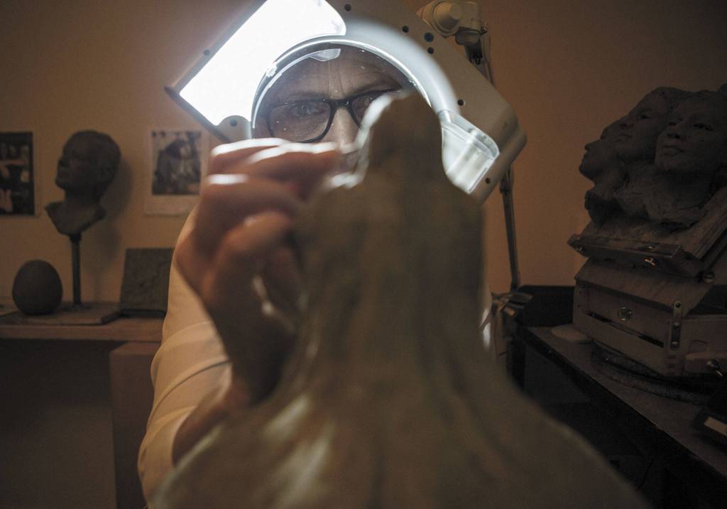 Judeth Davis has loved modeling clay since she was a child. She still has a blue ceramic cat she sculpted when she was 5 years old. (Olivia Vanni / The Herald)