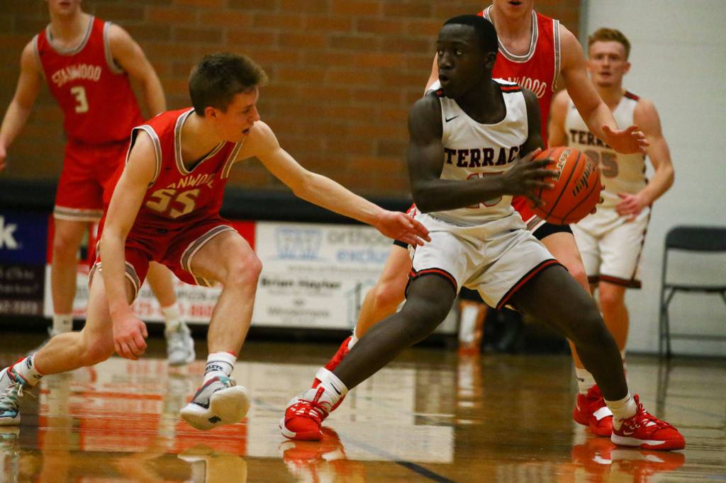 Stanwood defeated Mountlake Terrace 53-51 Friday night at Mountlake Terrace High School on January 10, 2020. (Kevin Clark / The Herald)