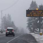 A car heads eastbound on US 2 on Wednesday in Sultan. (Olivia Vanni / The Herald)