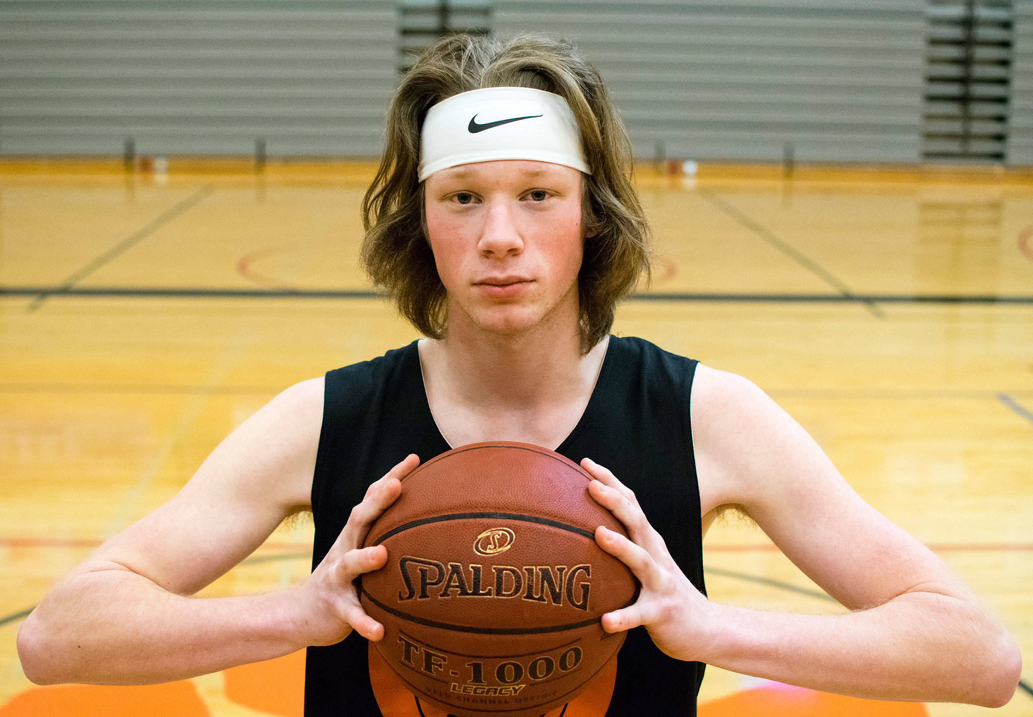 Sam Sylliaasen poses during practice on Friday, Jan. 17 at Granite Falls High School. (Katie Webber / The Herald)