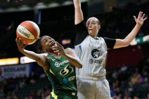 Jewell Loyd and the Seattle Storm are returning to Everetts Angel of the Winds Arena for eight games during the 2020 WNBA season. (Andy Bronson / The Herald)