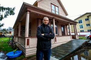Emanuel Popa owns two adjacent 1903 houses on South Ann Street. The original Monroe homes of the family that ran Bucks Shingle Mill, they may be demolished to make way for apartments. Popa is willing to give them away to anyone who wants to pay to move them. (Dan Bates / The Herald)