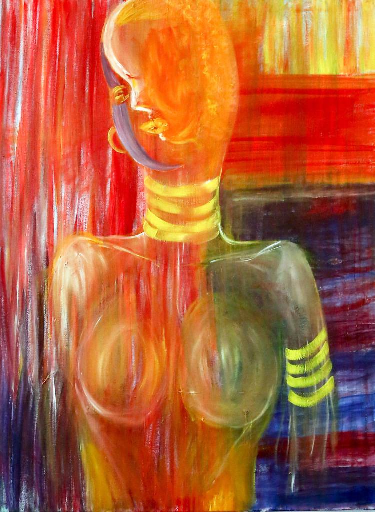 Most of Solveig GiGi Sundhagens oil paintings are 30 by 40 inches. They can be seen at the Artspace Everett Lofts. (Kevin Clark / The Herald)