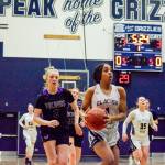 Glacier Peaks Aaliyah Collins (right) attempts a layup against Lake Stevens on Tuesday at Glacier Peak High School in Snohomish. (Katie Webber / The Herald)
