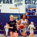 Glacier Peaks Aaliyah Collins (right) attempts a layup against Lake Stevens on Tuesday at Glacier Peak High School in Snohomish. (Katie Webber / The Herald)