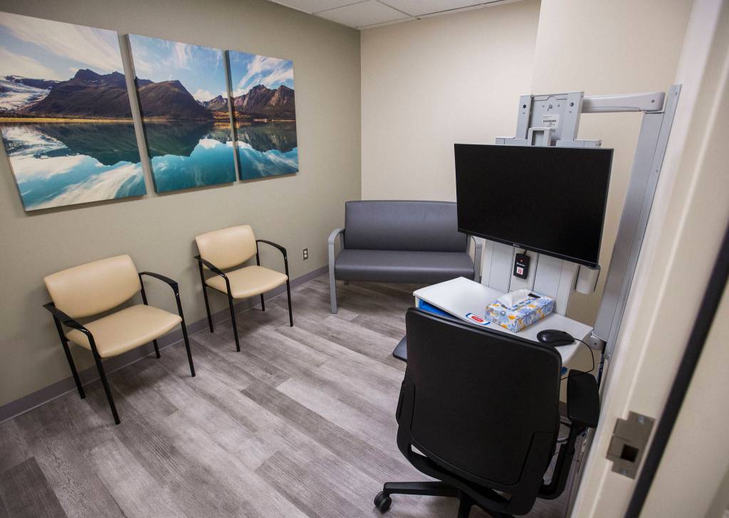 The interior of one of the four consultation rooms at Providences Behavioral Health Urgent Care. (Olivia Vanni / The Herald)