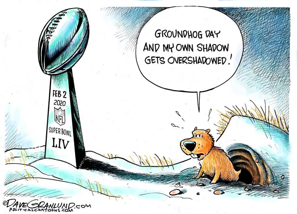 Editorial cartoons for Groundhog Day, Sunday, Feb. 2