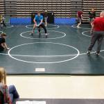 Darrington wrestlers practice on Feb. 6 at Darrington High School. (Kevin Clark / The Herald)